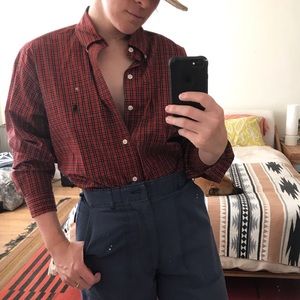 classic red madras plaid “blake” rl button up